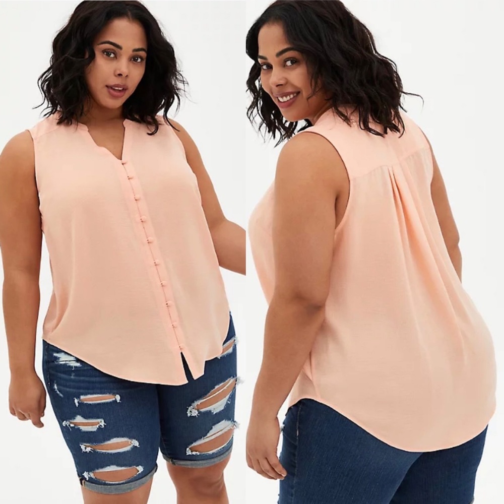 Torrid Harper- Peach Gauze Button Front Tunic